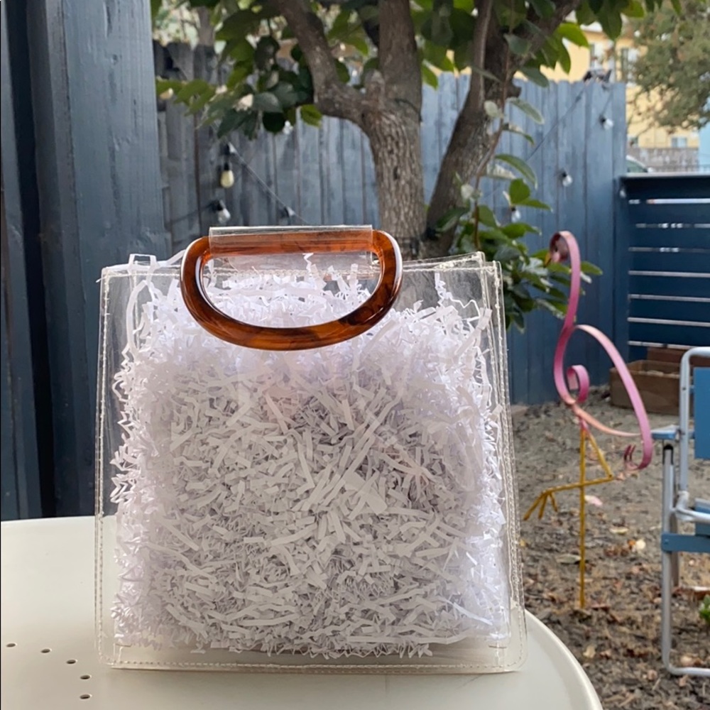 NEVER USED: Clear tote with tortoise shell handles